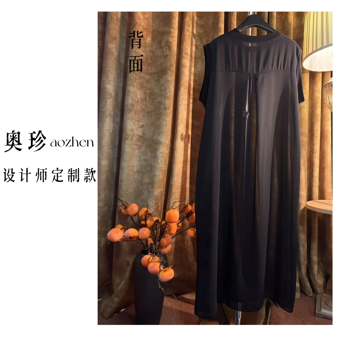 【黑纱魅影】欧货2025依诺新款赫本气质修身长裙显瘦显高夏