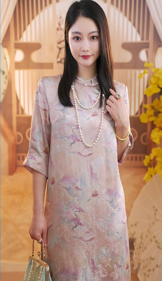 南屏晚钟 |2025 新款重工老料提花国风新中式旗袍连衣裙z182