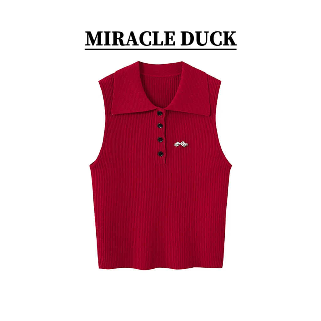 【夏娃秘密】夏季休闲冰丝针织衫翻领背心薄款无袖女士C1631