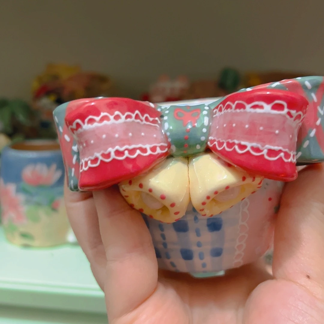 微瑕福福圣诞蝴蝶结多肉花盆