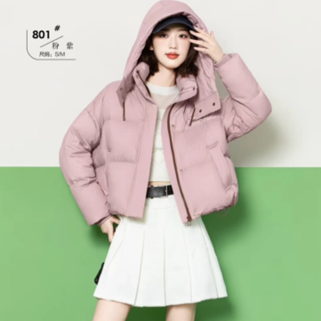 2024年新款翻新时尚潮流休闲女装女款短款粉紫轻薄