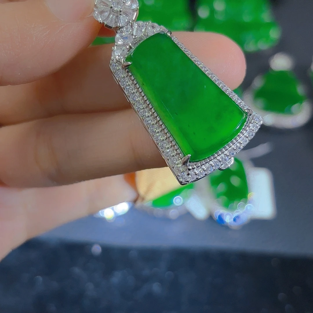 翡翠银S925镶嵌吊坠(不含链)