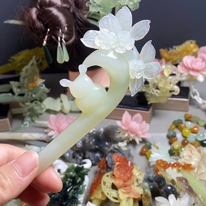 岫玉未镶嵌发簪发簪