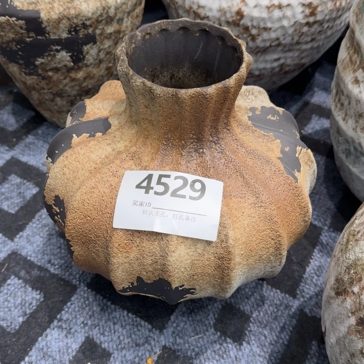 余***、瓷片景德镇高温花器编码4529高28口8默认无孔
