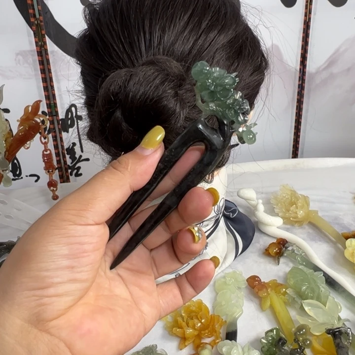 黑***使蛇纹石玉未镶嵌发饰