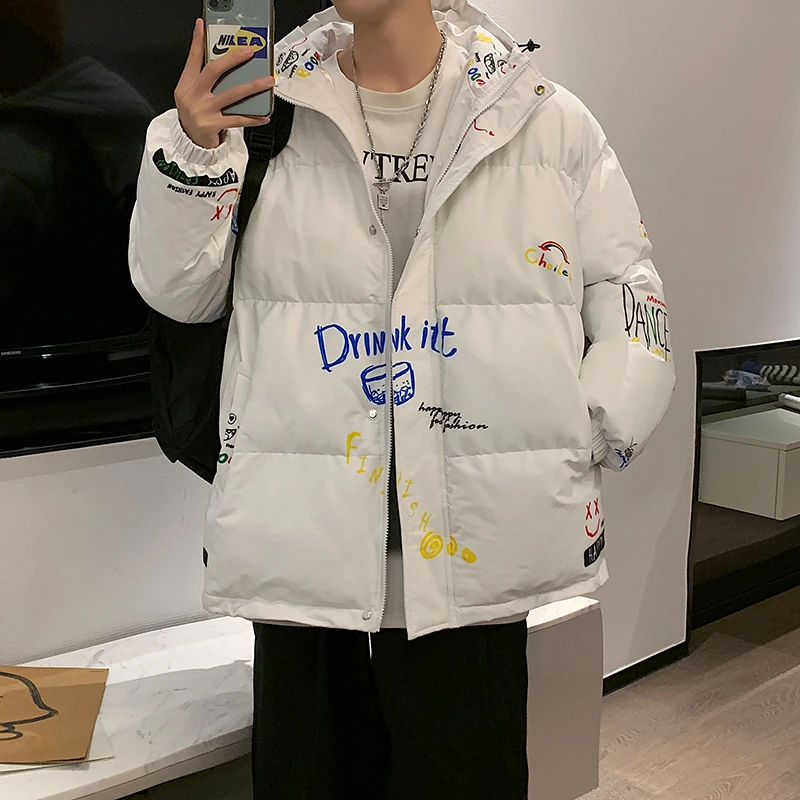 棉衣男冬季潮流加厚连帽棉袄宽松情侣款棉服保暖秋冬季休闲外套