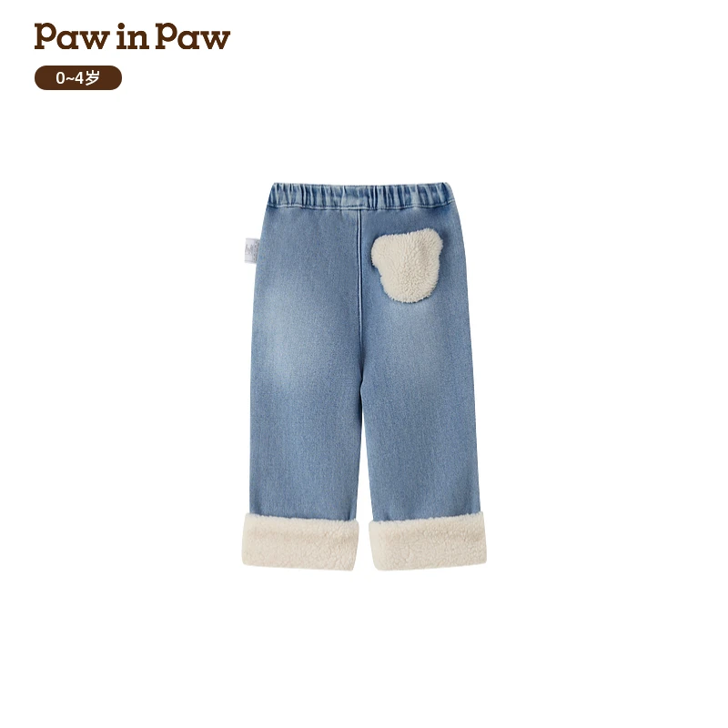 【商场同款】PawinPaw童装25年冬季新款女宝宝加绒牛仔裤PCTJF4V82M