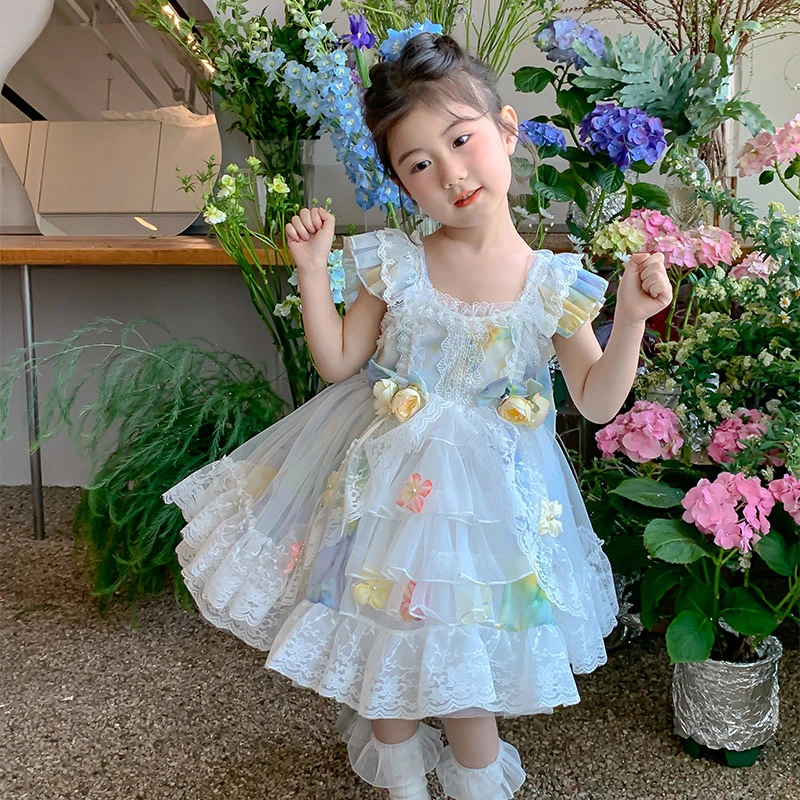 洛丽塔女童公主裙2025新款中小童夏装彩色连衣裙儿童夏季吊带裙子