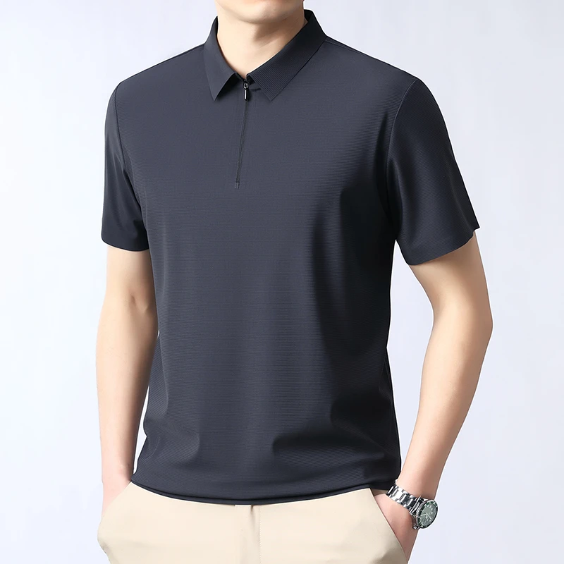 【关老师专享】7A抗菌夏季冰丝短袖polo衫拉链翻领休闲T恤男士