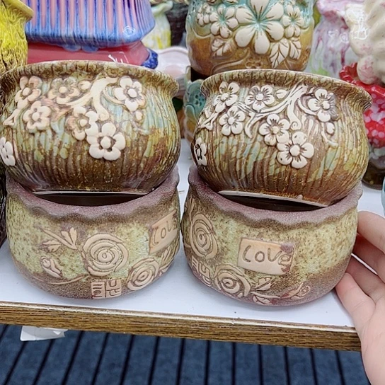 多肉绿植陶瓷花盆9.9包邮，有空
