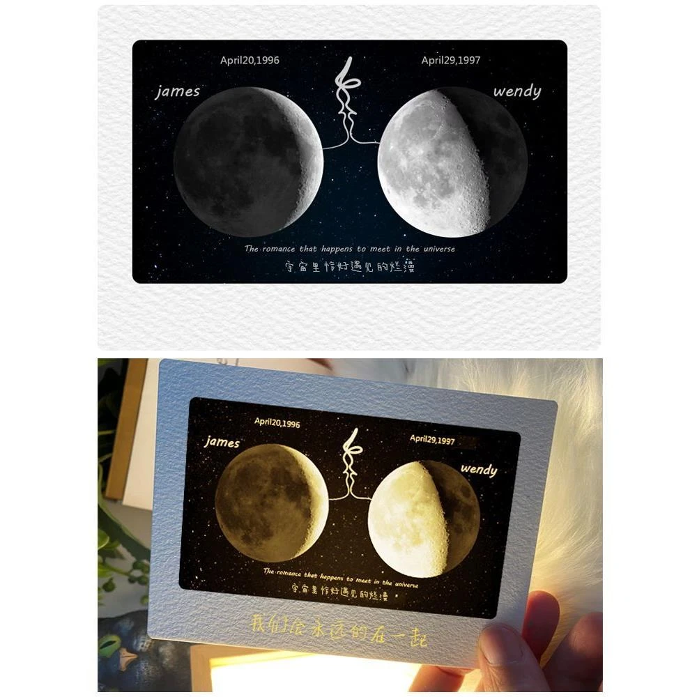 纪念日出生那天的月亮情侣表白胶片卡透光藏字ins风浪漫礼物