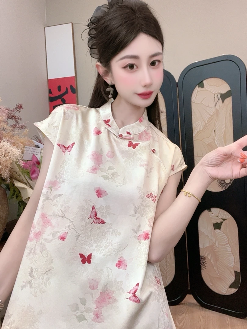 【嫣红】2025夏季新款气质百搭显瘦新中式短袖女日常宽松