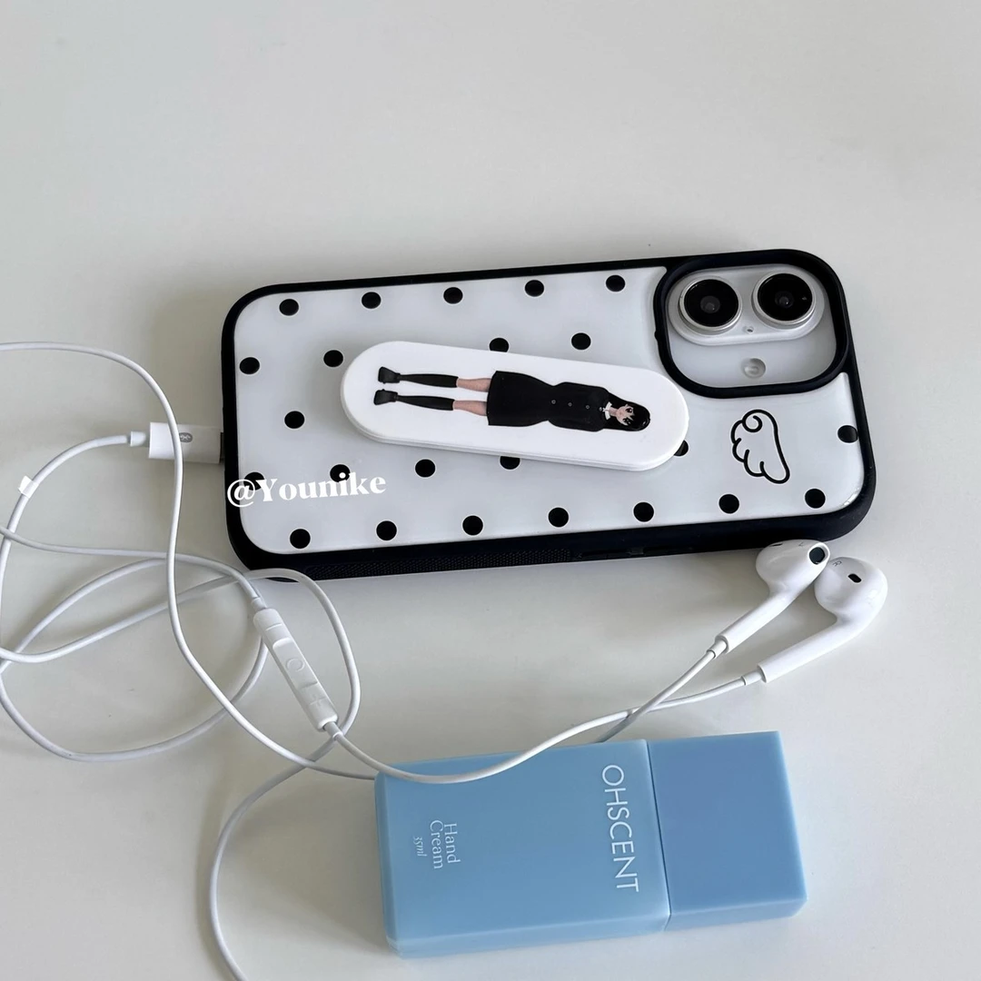 新款少女美学漫画划适用苹果16pro小米15/14/13/12滴胶支架手机壳