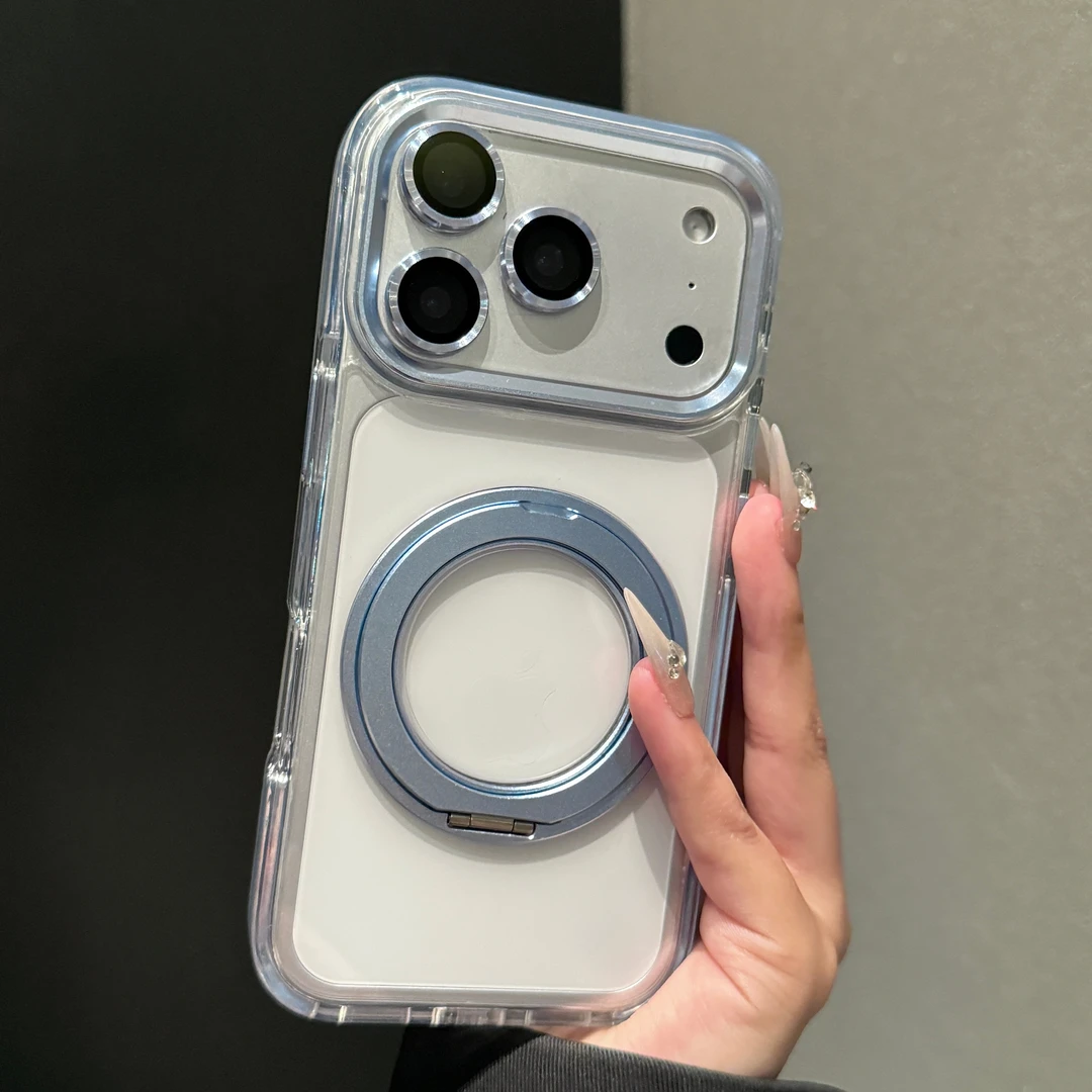 新品17适用于苹果17promax手机壳极简透明旋转磁吸支架iPhone16壳