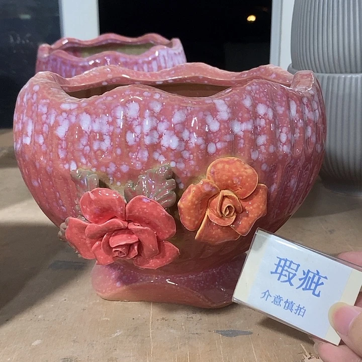 紫砂花盆多肉植物盆瑕疵有孔