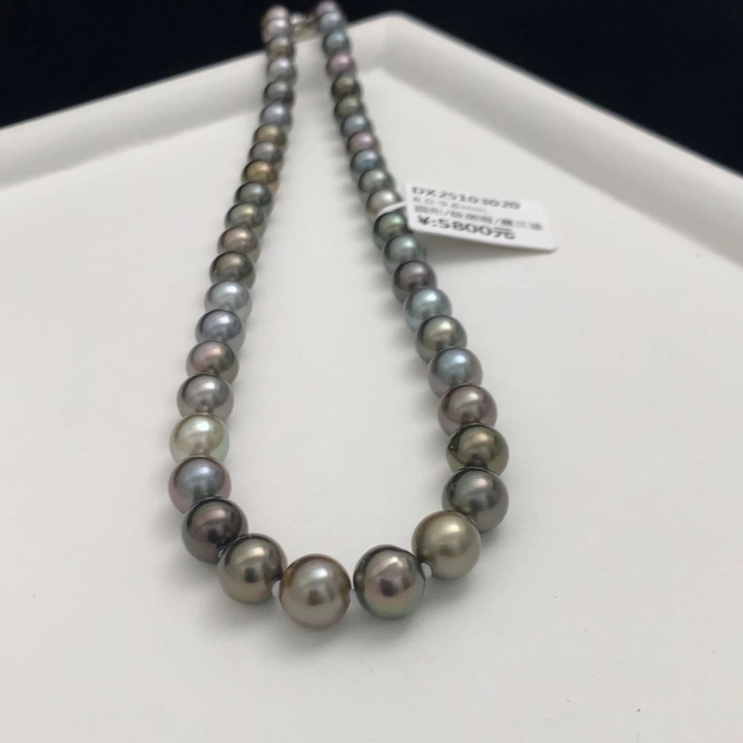 海水珍珠颈饰未镶嵌8-9.8mm大溪地黑珍珠项链
