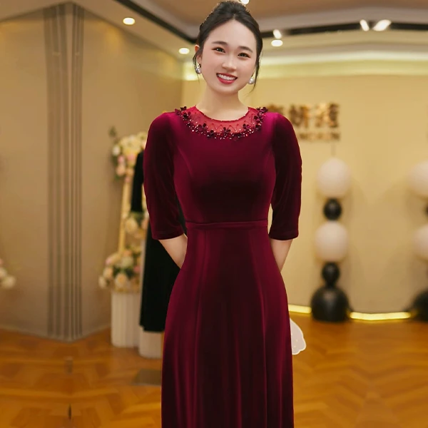 新款喜妈妈喜婆婆礼服婚宴心花怒放结婚夏季长袖气质