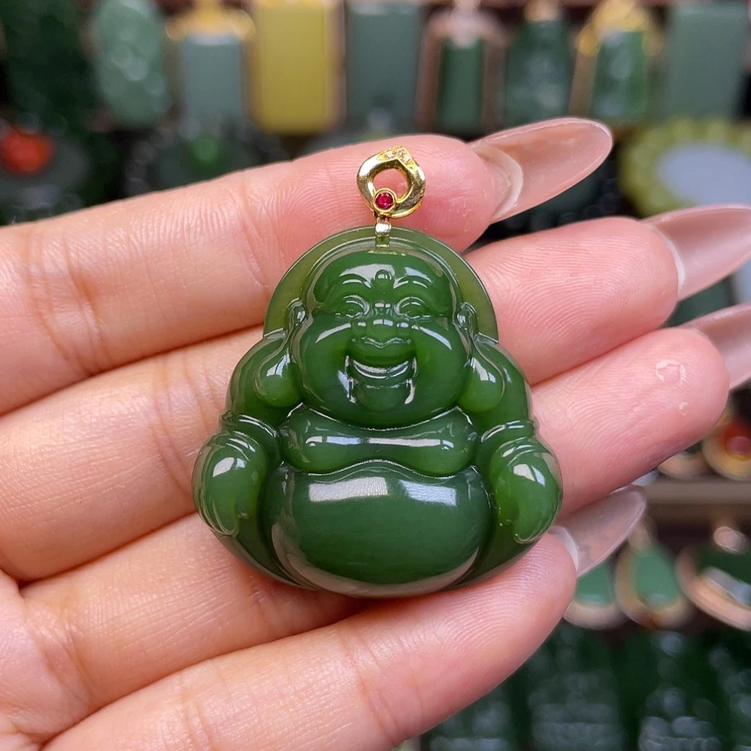 【闪购商品】和田玉(碧玉)18K金镶嵌颈饰
