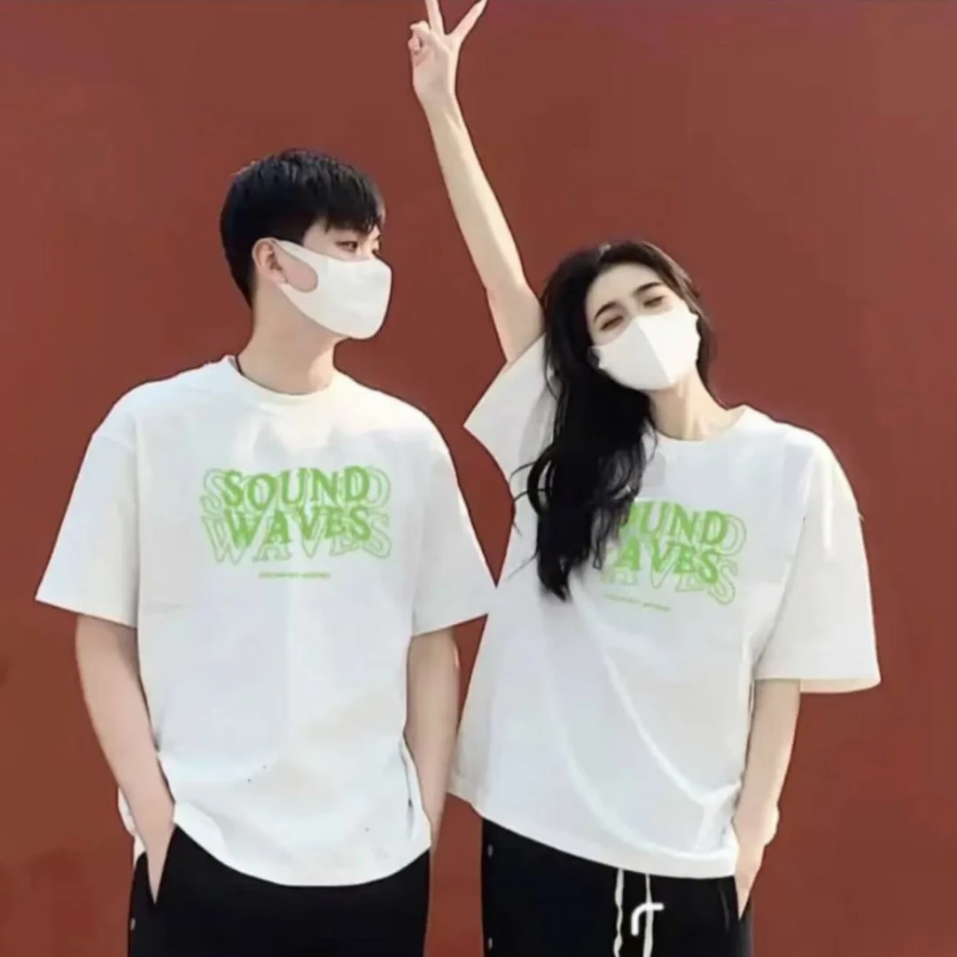 短袖夏季新款休闲上衣男女同款圆领印花T恤 幻影