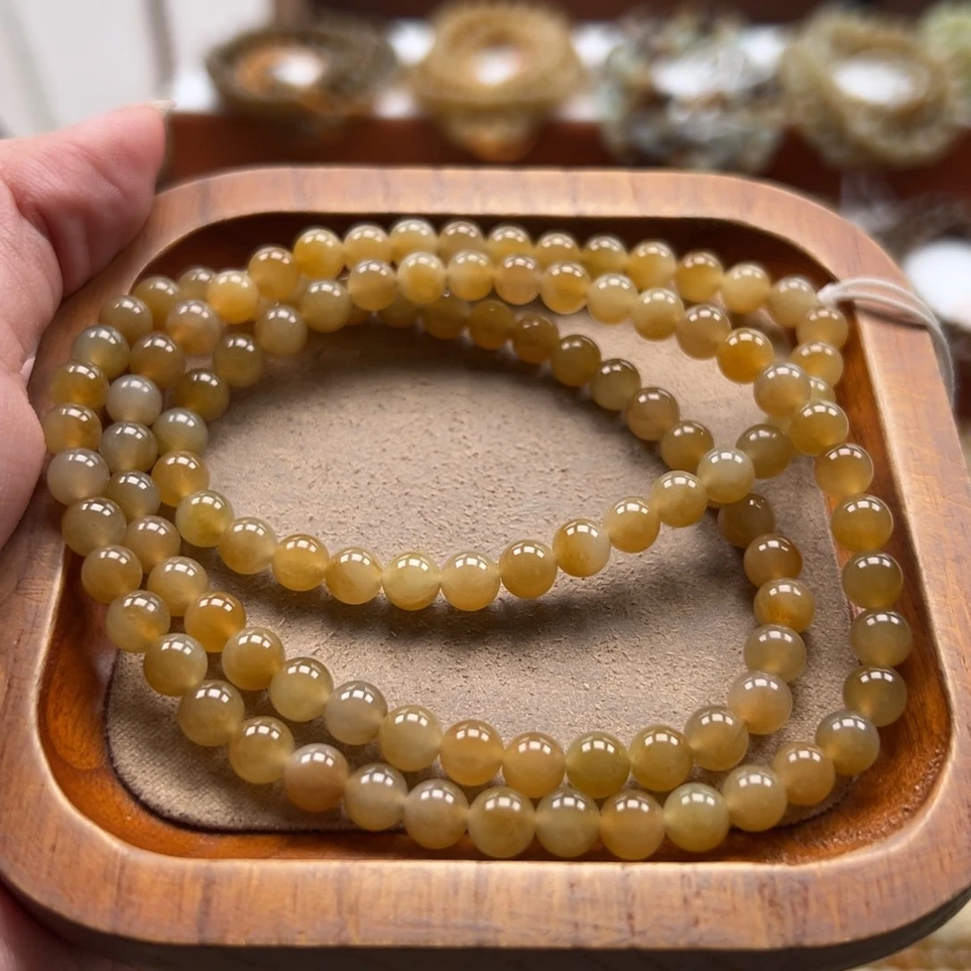 毛衣链未镶嵌和田玉珠串6mm