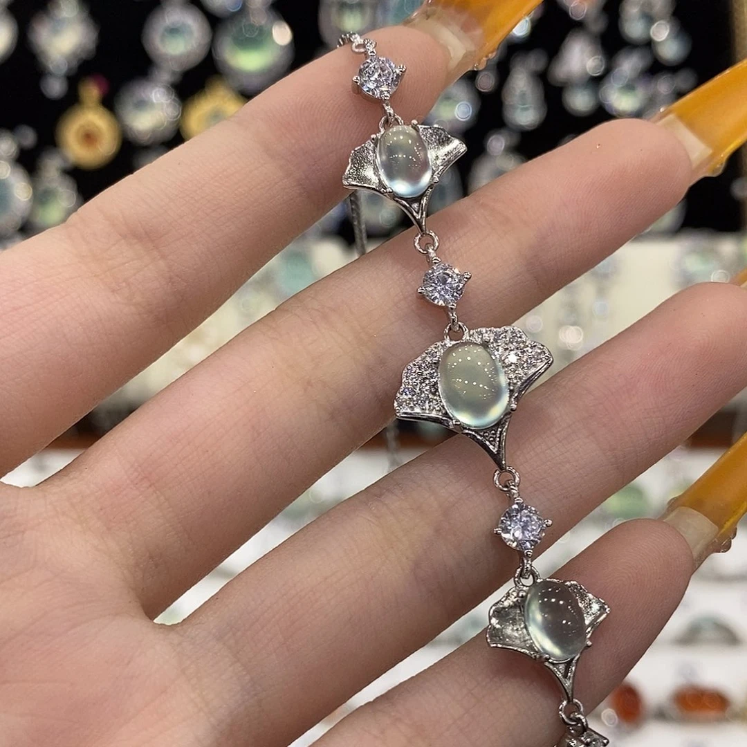 蛇纹石玉银S925镶嵌手链