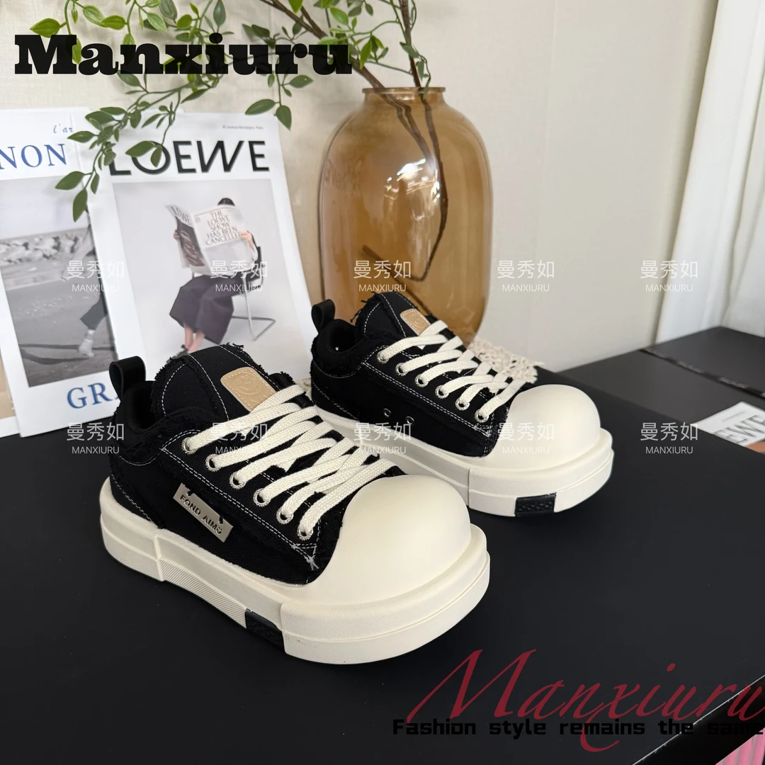 ManXR-【大头鞋】明星同款大头帆布鞋流苏厚底情侣国潮小众休闲鞋