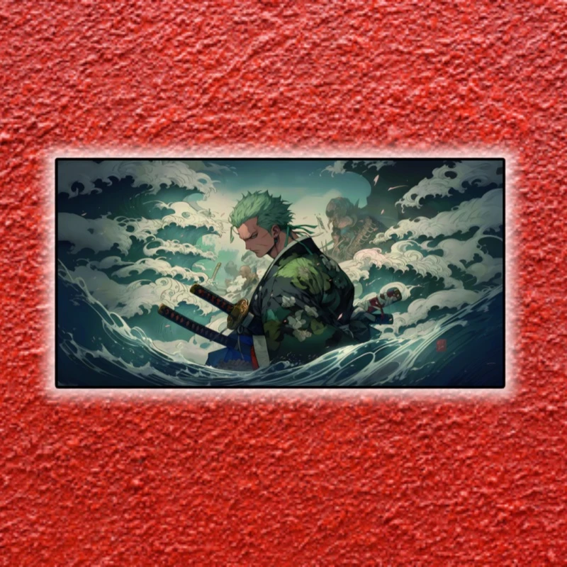 索隆装饰画墙贴双刀卧室宿舍背景动漫高清墙面PVC40*80