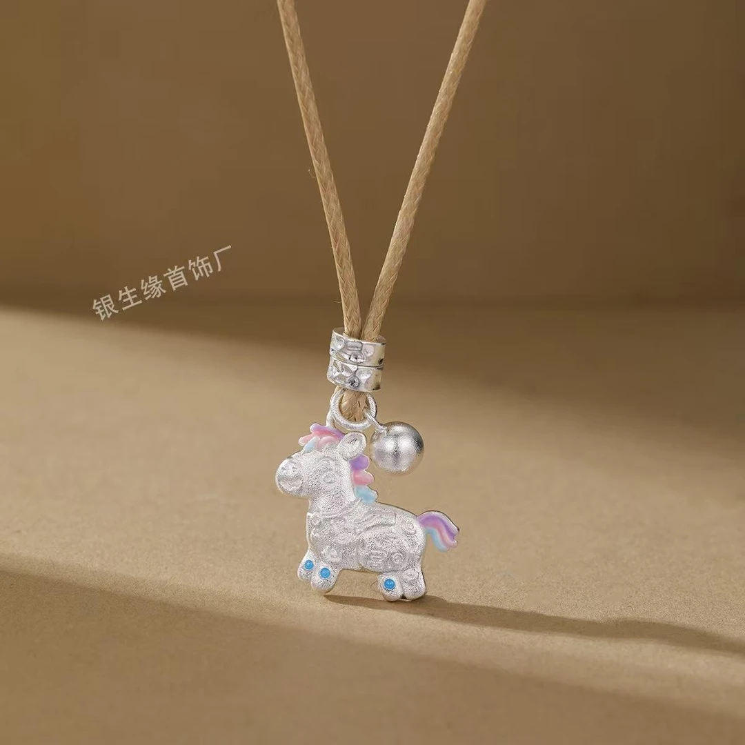 吊坠足银珐琅 马上有钱吊坠少女小众可爱时尚气质手工