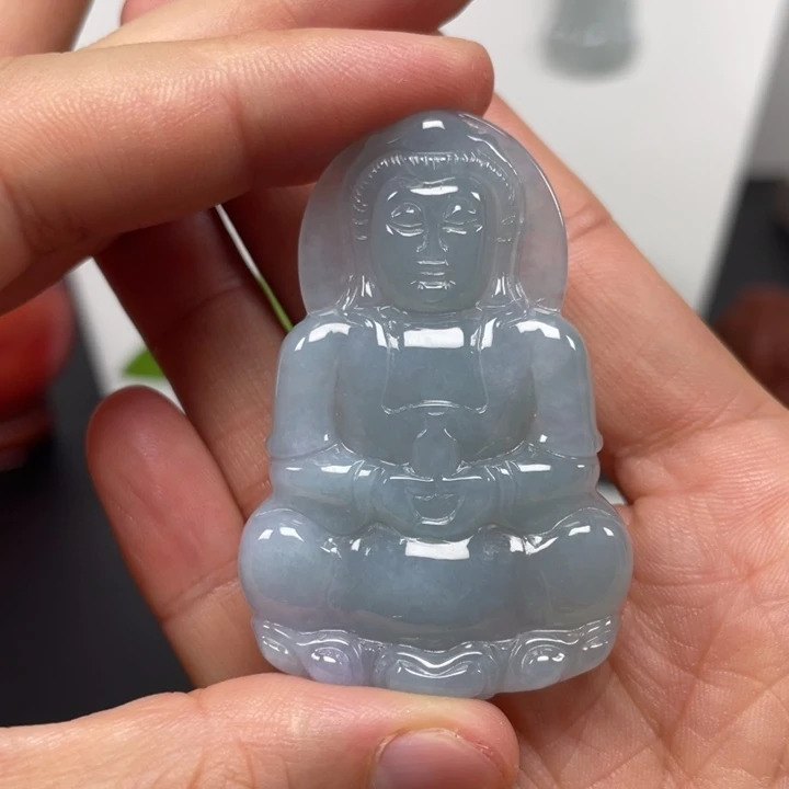 翡翠未镶嵌颈饰天然缅甸翡翠A货观音75号