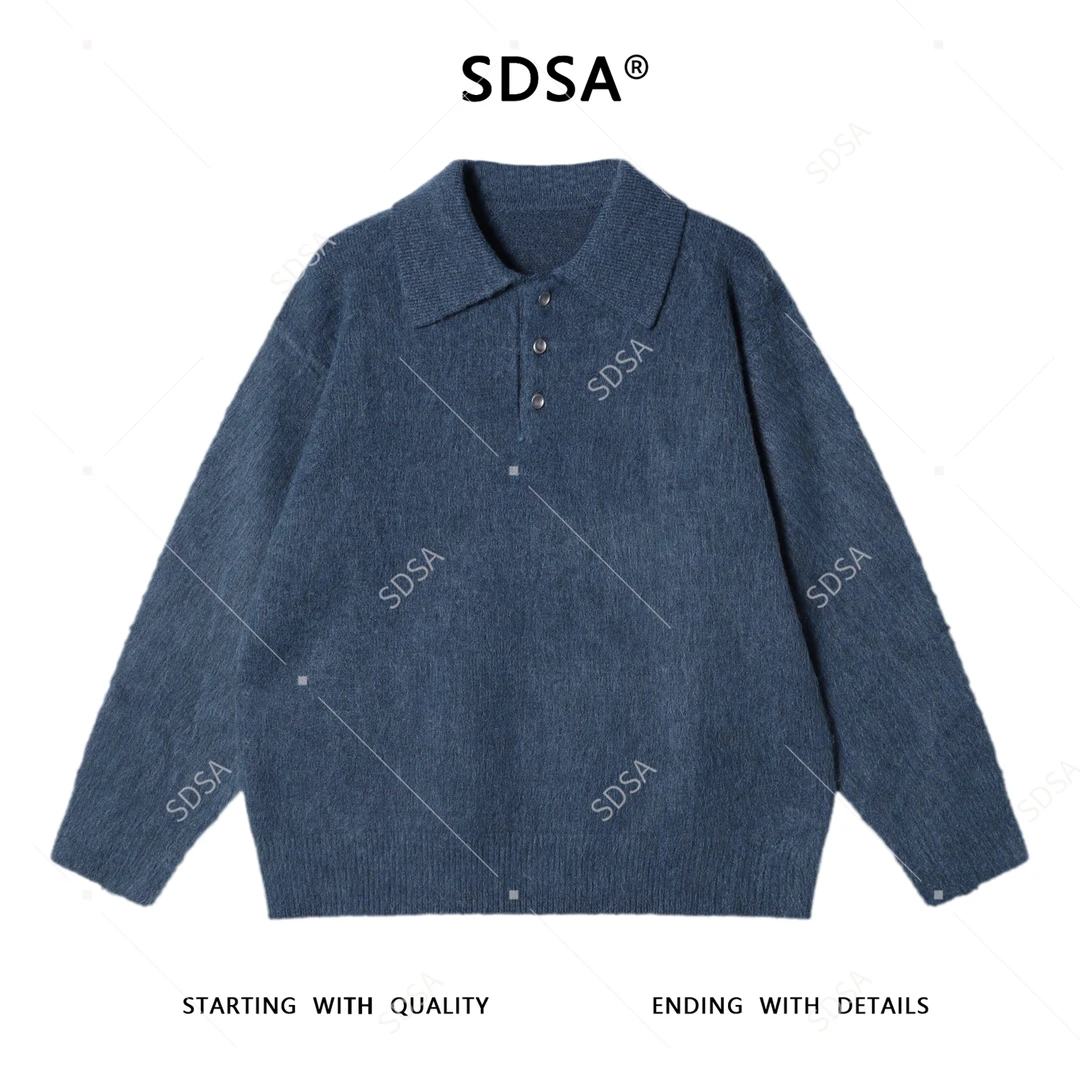 SDSA秋冬新款痞帅男装韩版简约净版翻领POLO毛衣百搭时尚针织衫