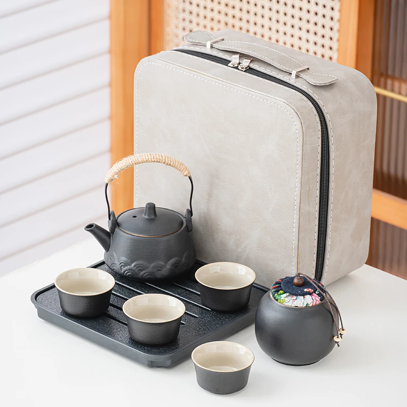黑陶功夫茶具套装家用客厅整套旅行简约办公室喝茶泡茶壶茶杯茶盘