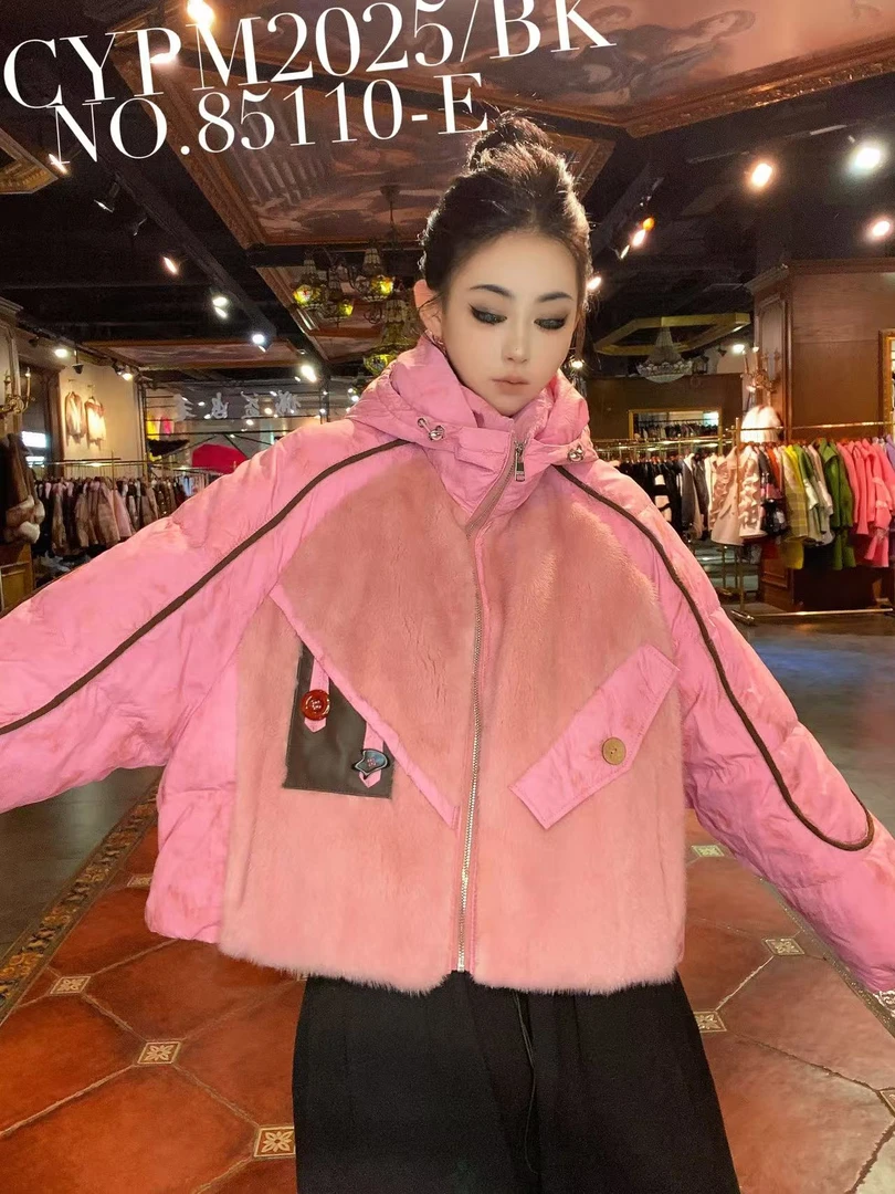 2025新款时尚洋气水貂鹅绒皮草外套 85110-E