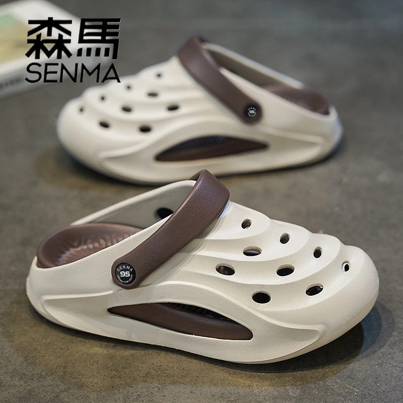 森马洞洞鞋夏爆款外穿厚底沙滩踩屎感包头凉鞋两用开车时尚一脚蹬