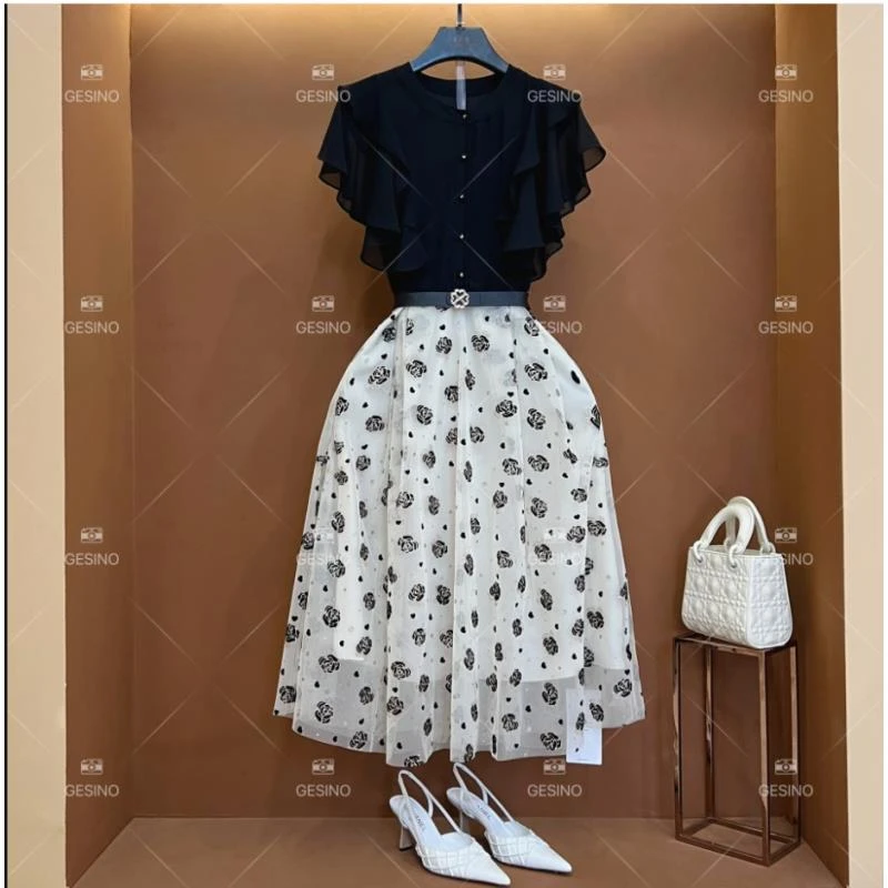 【B】春夏丨设计师轻奢法式气质印花女士连衣裙 SB-0006