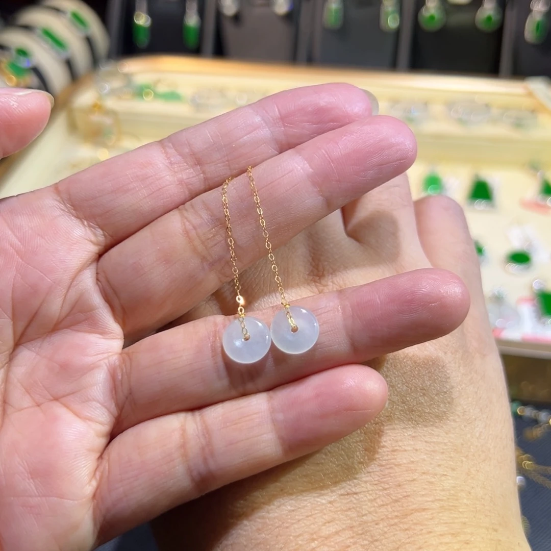 翡翠18K金镶嵌颈饰耳线