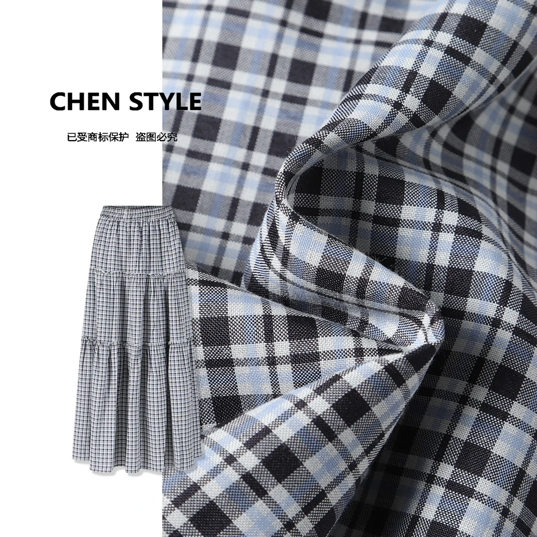 楚楚君~【格蕾少女】Q34458早春款松紧腰蛋糕格子半身裙