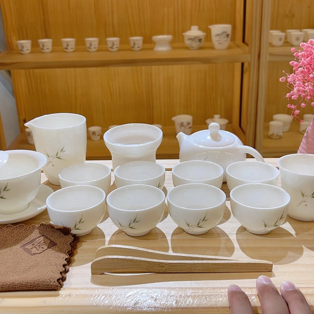 杯玄致羊脂玉瓷茶具套装