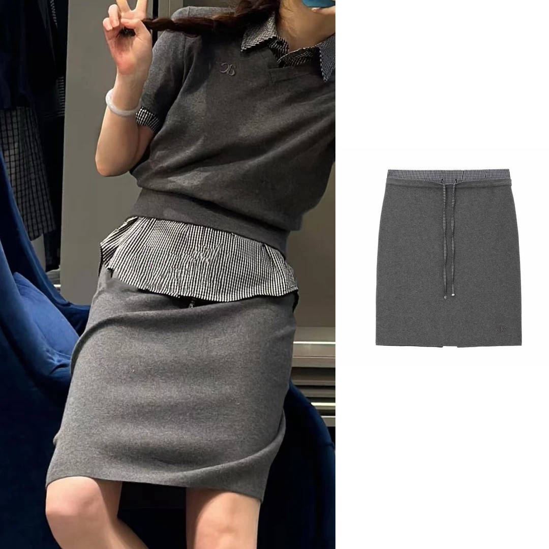 “AVVENN”2025春季新款毛织半身裙—黑鸭子买手店