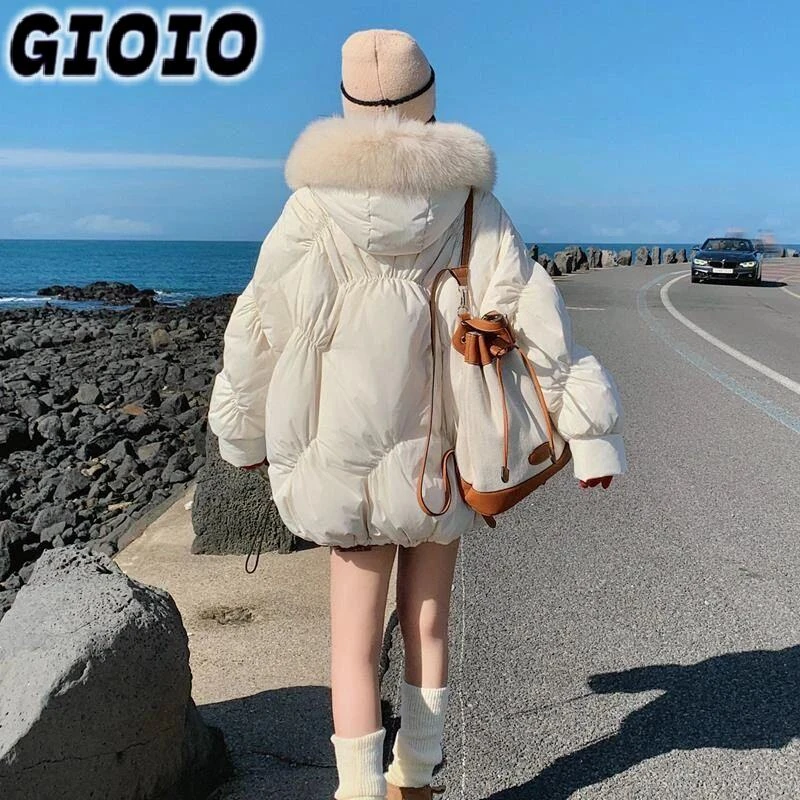 GIOIO羽绒服女冬2025时尚韩系白色保暖新款好看超感宽松高级小个