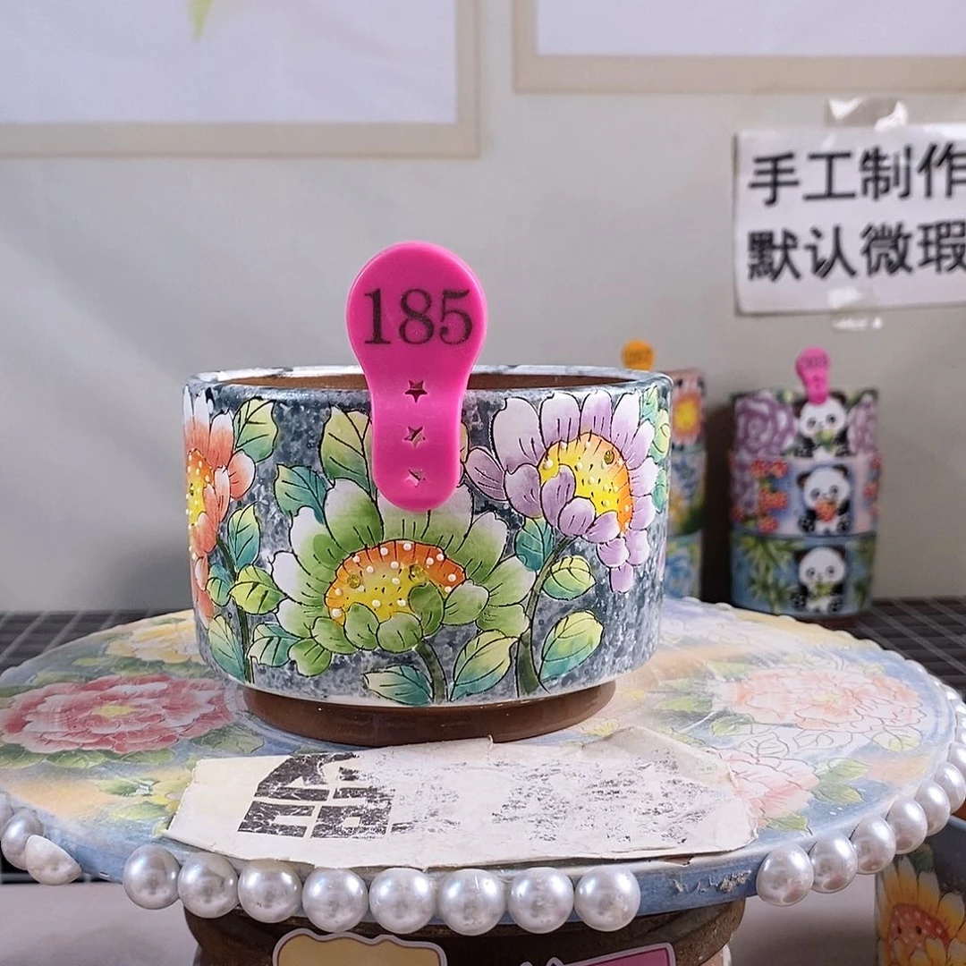 红泥花盆红陶手绘花盆