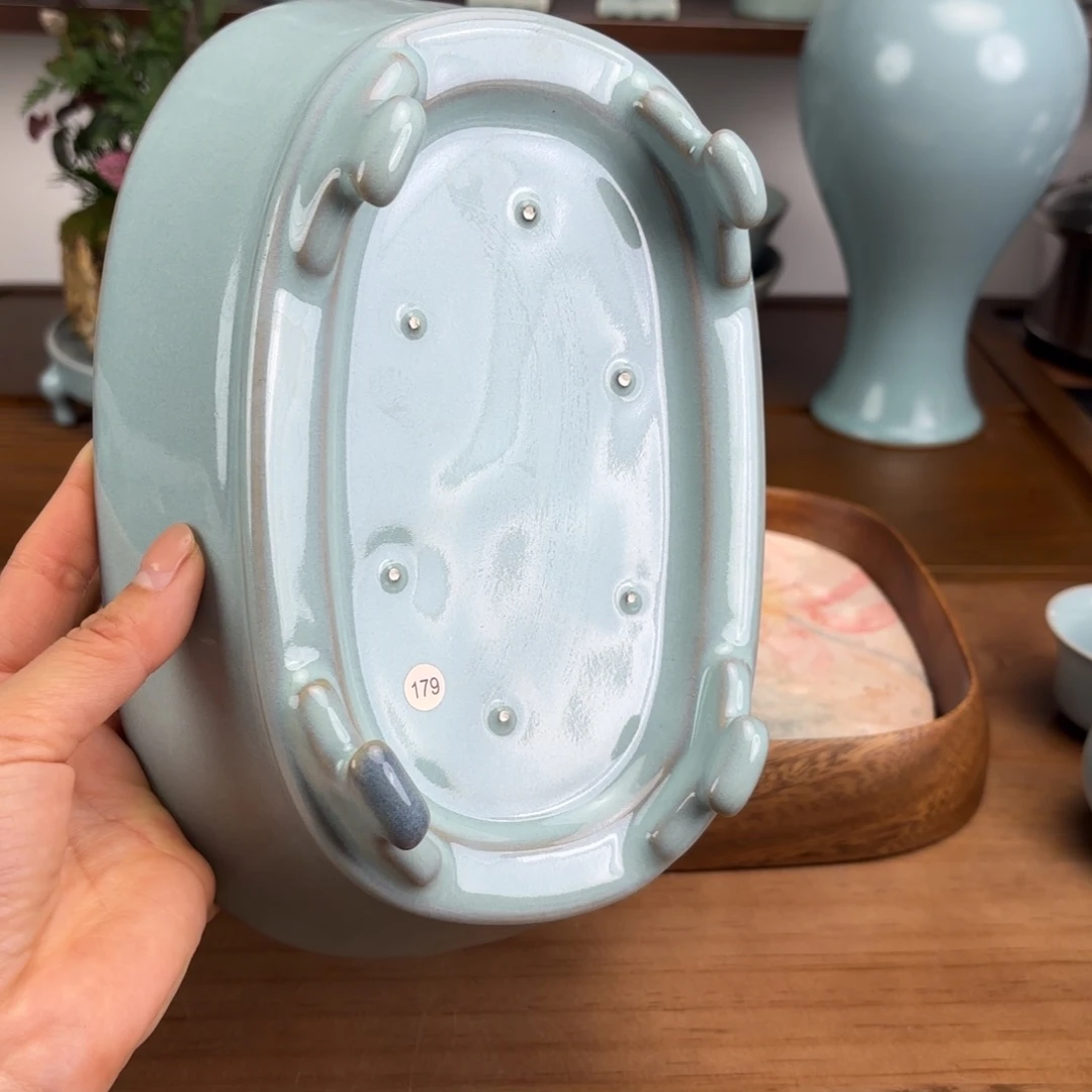 中***夜编号179天青釉大号水仙盆不退不换