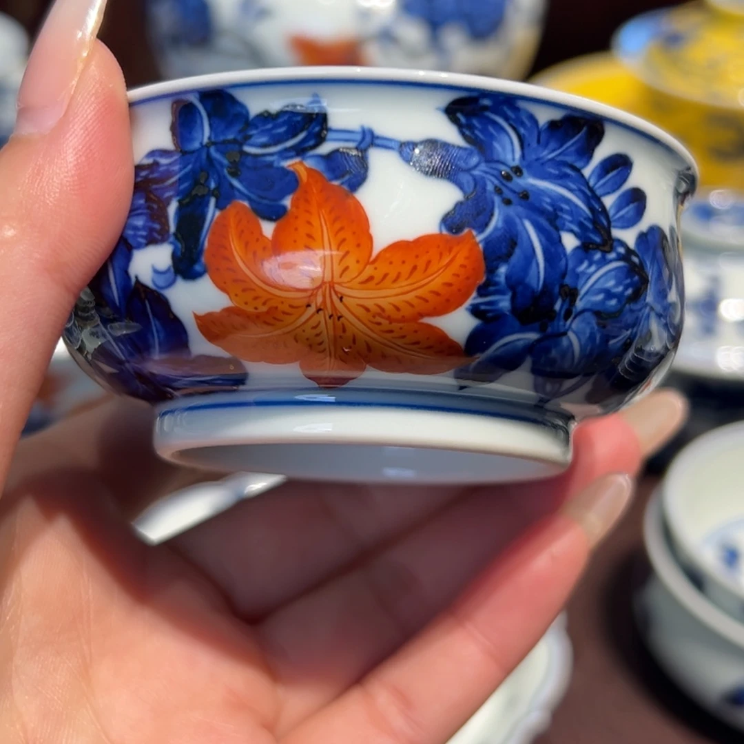 青花雯华堂手绘杯杯