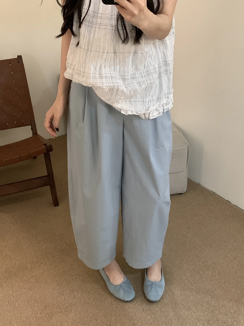 『李木木』夏款上新~~百搭九分小金扣休闲裤  20251