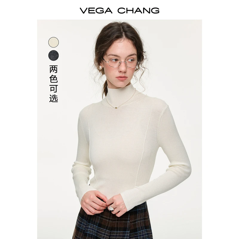 VEGA CHANG【柔领塑形】羊毛针织衫2025秋冬高领针织打底衫0268YM