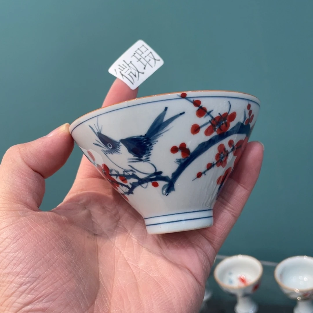 釉下手绘茶具微瑕