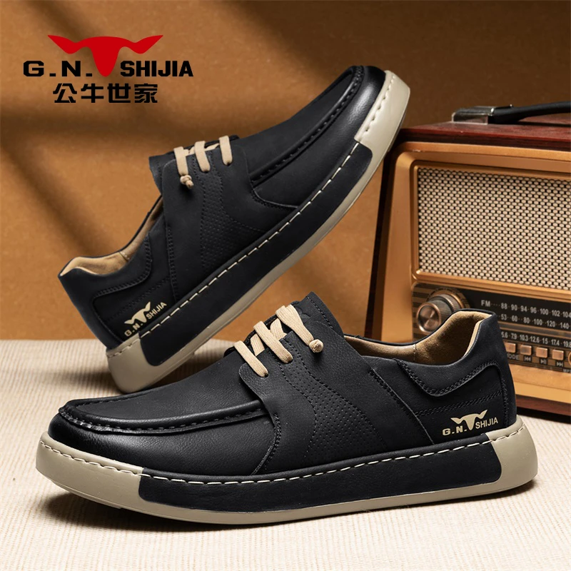 公牛世家男鞋休闲皮鞋秋季职场风商务鞋子轻便工作上班英伦休闲鞋