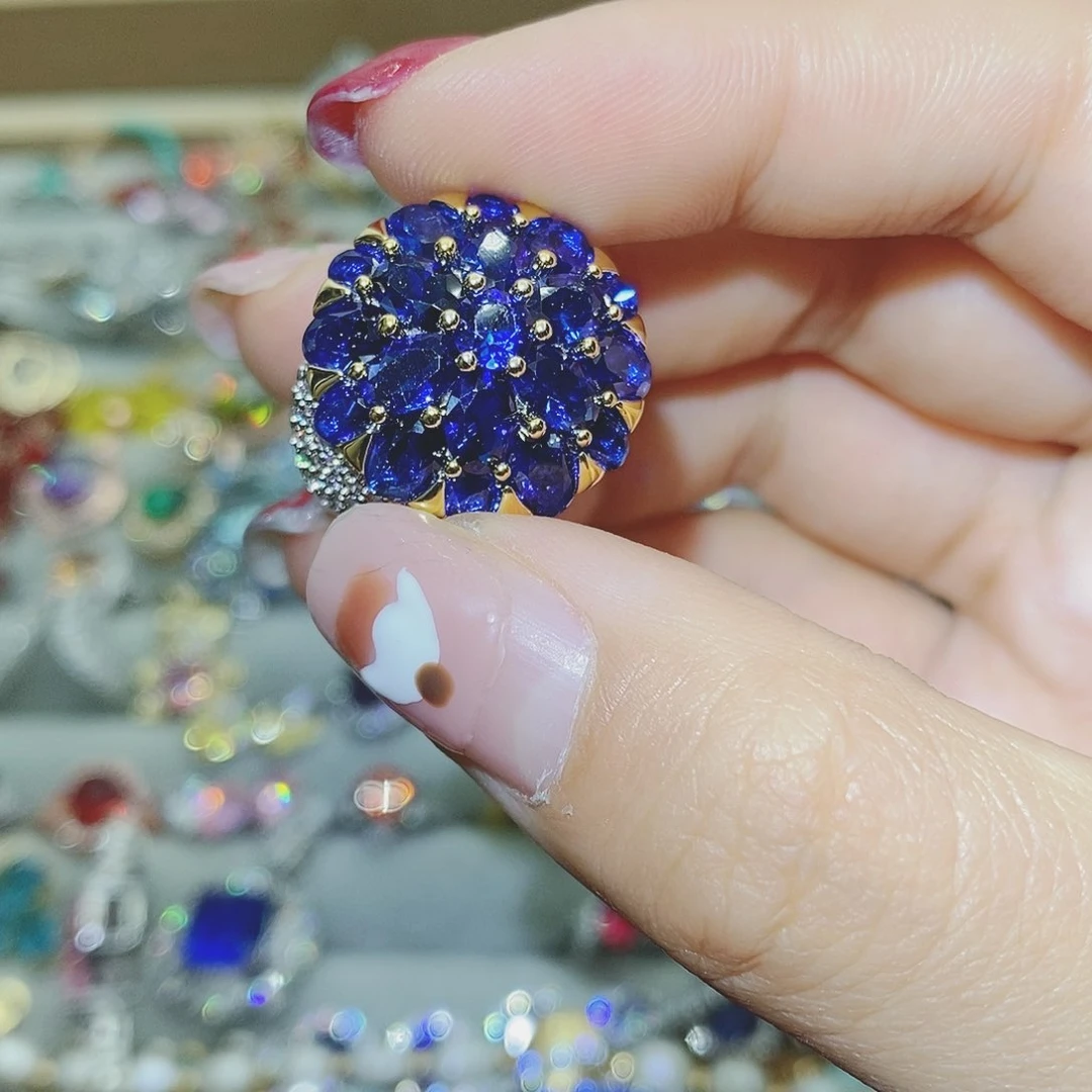 【闪购商品】绿水晶戒指银S925镶嵌