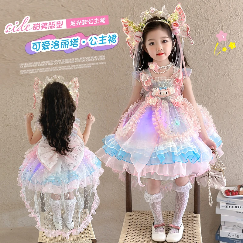 女童桃花美乐蒂洛丽塔吊带裙夏季连衣裙2026新款女宝宝生日公主裙