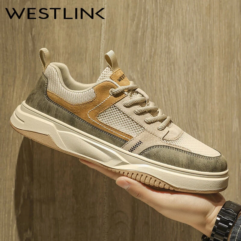 Westlink/西遇男鞋春秋新款休闲板鞋网面透气厚底增高休闲鞋防滑