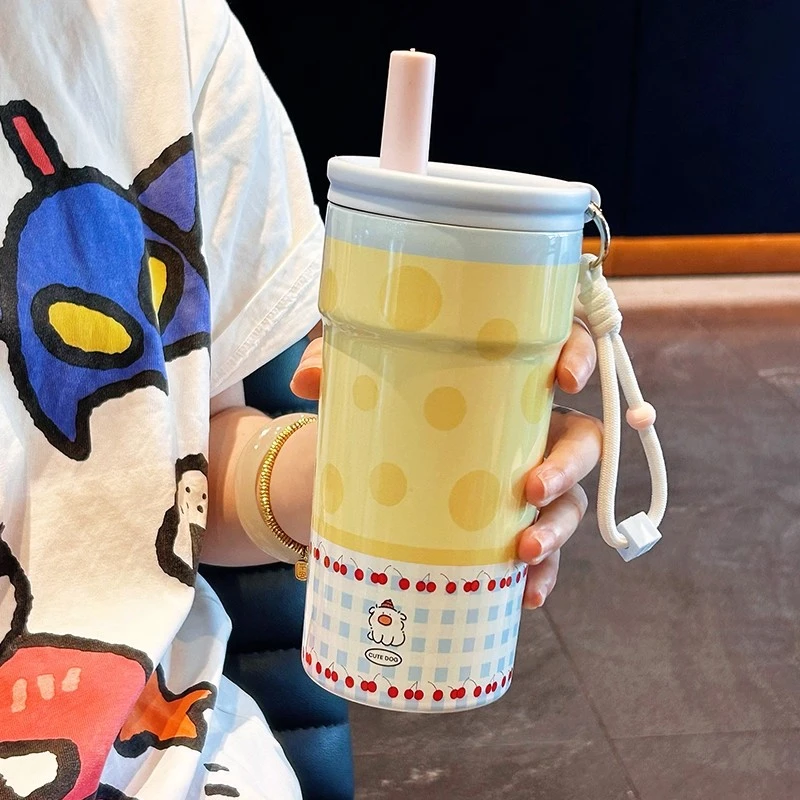 英国 Coop Koop 多巴胺不锈钢保温杯女生茶水分离便携吸管咖啡杯